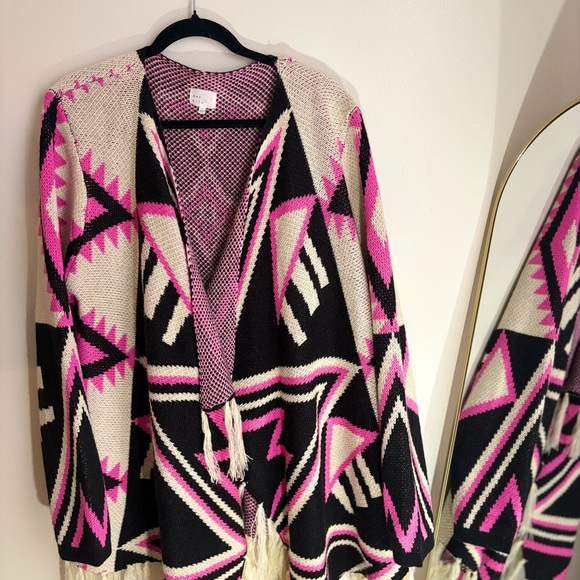 Women's Pink and Black Cardigan Sweater - Picture 5 of 5